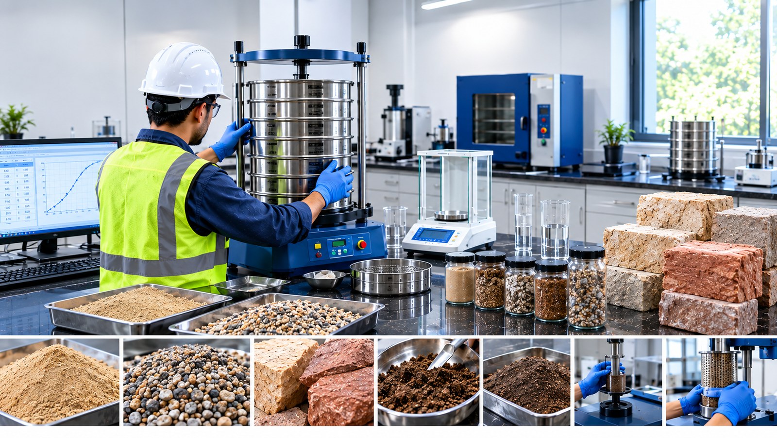 Sand, stone and soil material testing laboratory