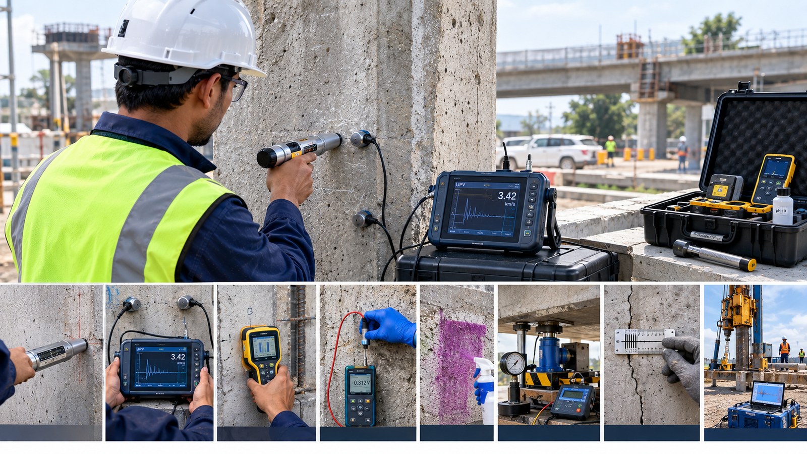 Non-destructive testing of concrete and structures
